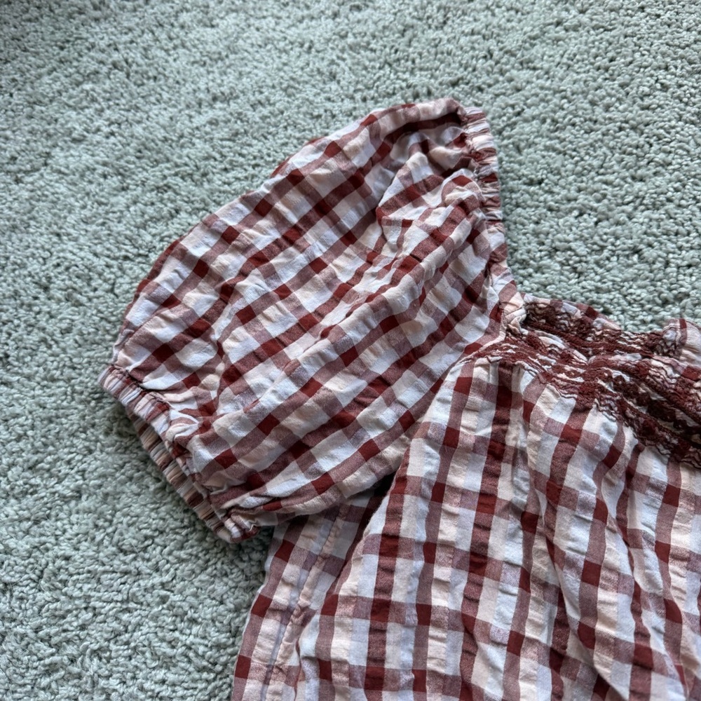 Madewell Seersucker Jeanette Plaid Top Size Small - Picture 6 of 8